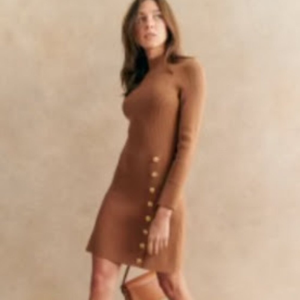 Sezane Harleen Dress - Camel - Size XL - NWOT